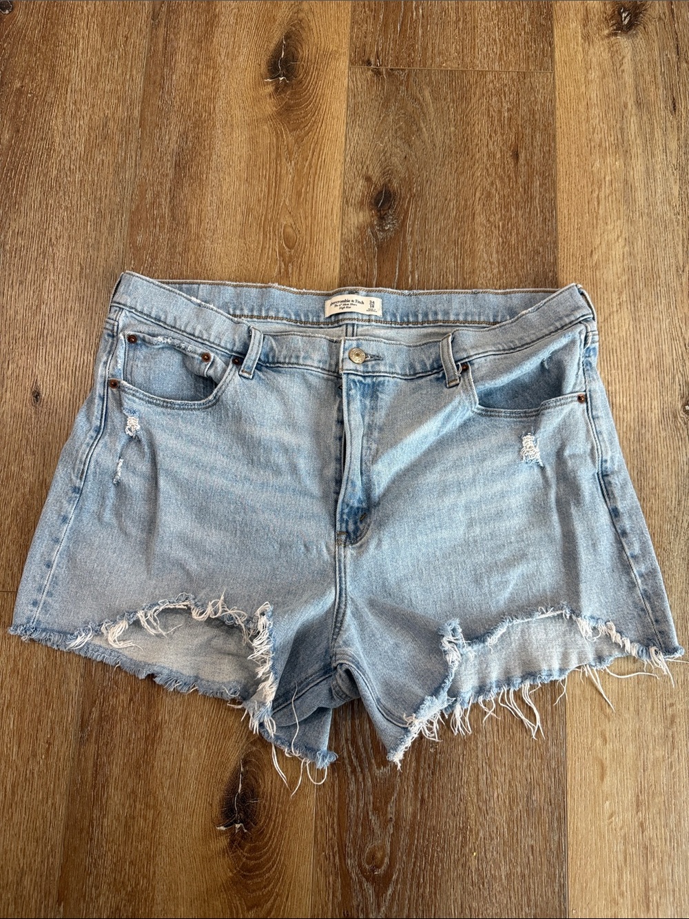 Abercrombie & Fitch Light Blue Distressed Denim Cutoff Shorts